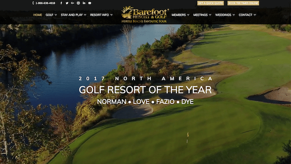 Barefoot Resort and Golf - Best Sports Website Award - Design By 90 Degree Design in Raleigh, NC