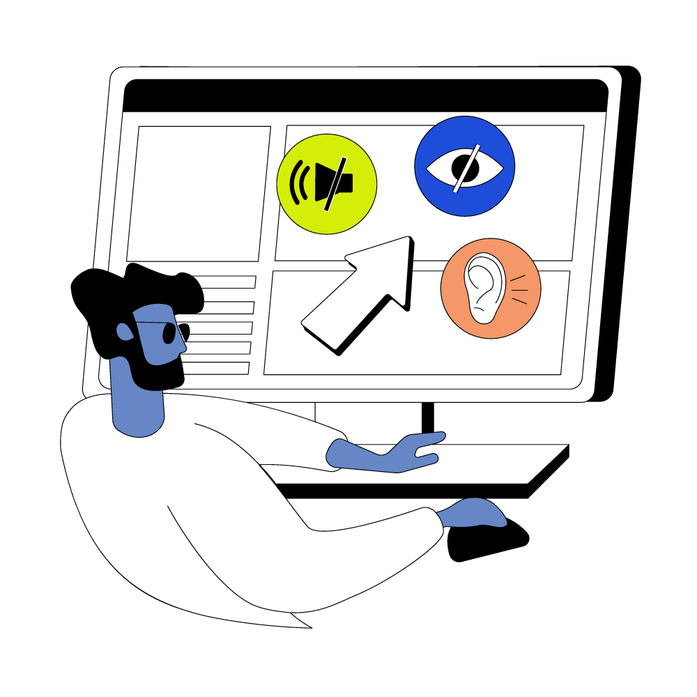 person with vision impairment accessing the internet